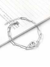 Cuff Charm Clip Chain Bracelet - Silver