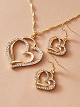 1pc Rhinestone Decor Heart Pendant Necklace Earrings - www.thetreasurebox.me
