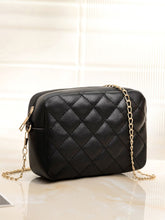 Minimalist Quilted Chain Crossbody Bag - Black