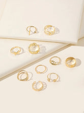 10pcs Hollow Out Heart Decor Cuff Ring