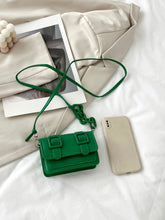 Mini Buckle Detail Stitch Detail Square Bag - Green
