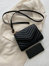 Mini Chevron Quilted Flap Square Bag - Black