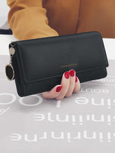 Letter Graphic Flap Long Wallet - Black