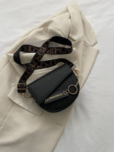 Mini Croc Embossed Flap Saddle Bag - Black