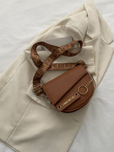 Mini Crocodile Embossed Flap Saddle Bag - Brown