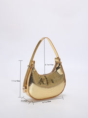 Metallic Snakeskin Embossed Hobo Bag - Gold
