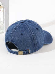 Solid Color NYC Embroidered Denim Baseball Cap - Navy Blue