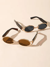 2pcs Classic Oval Plastic Frame Sunglasses