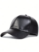 1pc Pu Baseball Cap Solid Color Adjustable Sun Protection Leisure Hat