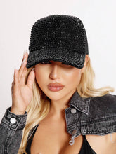 Rhinestone Black Baseball Cap - Black