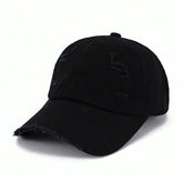 1pc Solid Color Distressed Baseball Cap -Black