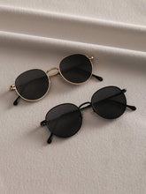 2pcs Retro Geometric Round Eyeglasses - Black