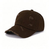 1pc Solid Color Distressed Baseball Cap - Coffee - www.thetreasurebox.me