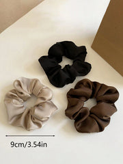 3pc Vintage French Silk Satin Scrunchies Elegant Hair Ties