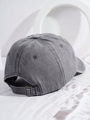 1pc Men's Embroidered NY Washed Baseball Cap With Adjustable Strap