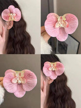 1pc Bohemian Butterfly Orchid Faux Pearl Flower Hair Clip - Light Pink