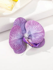 1pc Bohemian Butterfly Orchid Faux Pearl Flower Hair Clip