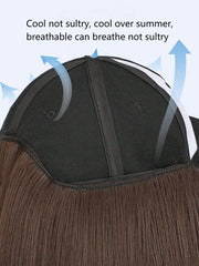 Synthetic Straight Hair Extension with Black Baseball Cap - Black-brown