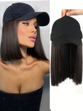 Synthetic Straight Hair Extension with Black Baseball Cap - Black-brown