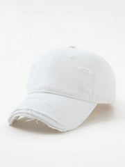 1pc Distressed Solid Color Baseball Cap - White