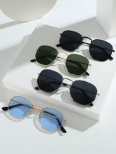4pcs Metallic Polygon Fashion Glasses-Black, Gray, Green, Blue