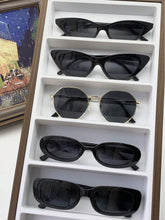 5pcs Retro Polygonal Square Eyeglasses - Gold Frame Gray Black Gray