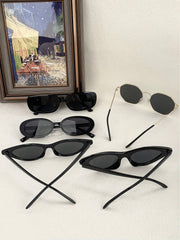 5pcs Retro Polygonal Square Eyeglasses - Gold Frame Gray Black Gray - www.thetreasurebox.me