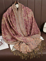 1pc Bohemian Style Vintage Paisley Double-Sided Jacquard Pashmina Scarf