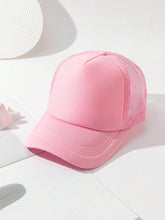 1pc Solid Color Mesh Baseball Cap - Pink