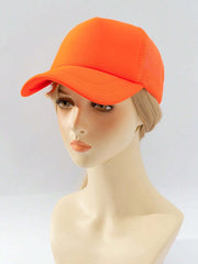 1pc Solid Color Mesh Simple Casual Baseball Cap - Orange