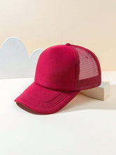 1pc Solid Color Mesh Simple Casual Baseball Cap Halloween - Burgundy