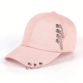 Fashion Sun Hat Iron Ring Baseball Cap - Pink
