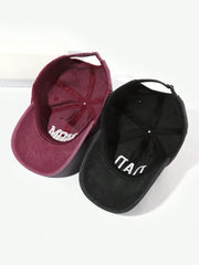 2pcs Embroidered Mom Dad Vintage Couple Baseball Caps - Black Wine Red