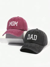 2pcs Embroidered Mom Dad Vintage Couple Baseball Caps - Black Wine Red