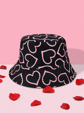 1pc Reversible Heart Print Bucket Hat
