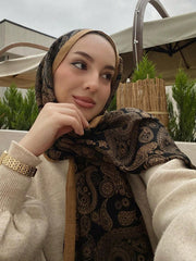 1pc Hijab Vintage Paisley Floral Print Linen Feel Long Shawl