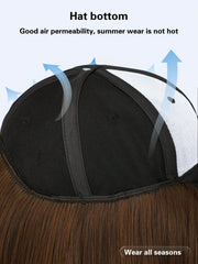 Long Straight Hair Baseball Cap Wig - Light Brown