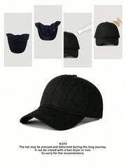 Unisex Embroidered XX Expression Flat Brim Baseball Cap - Black