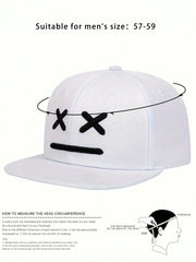 Unisex Embroidered XX Expression Flat Brim Baseball Cap - White