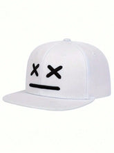 Unisex Embroidered XX Expression Flat Brim Baseball Cap - White