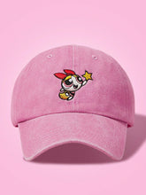 Blossom Embroidery Pink Washed Baseball Cap