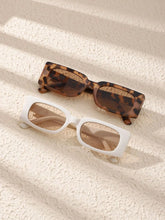 2pcs Small Square Frame Glasses - Leopard Print + Beige