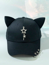 1pc Cat Ear Snapback Cap - Black