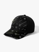 Fashionable Rhinestone Star Decorated Baseball Cap - Black