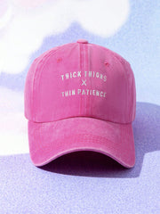 Embroidered 'THICK THIGHSxTHIN PATIENCE' Washed Baseball Cap