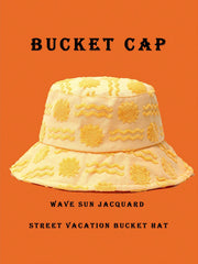 1pc Polyester Casual Street Style Sun Wave Pattern Bucket Hat