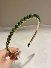 Green Crystal Rhinestone Gold Hairband