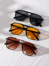 3pcs Square Studded Multicolor Aviator Sunglasses Set