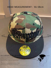 1pc Wide Brim Flat Top Camouflage Embroidered Hip Hop Hat