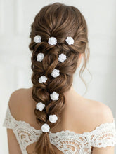 10pc White Rose Flower Hair Clips